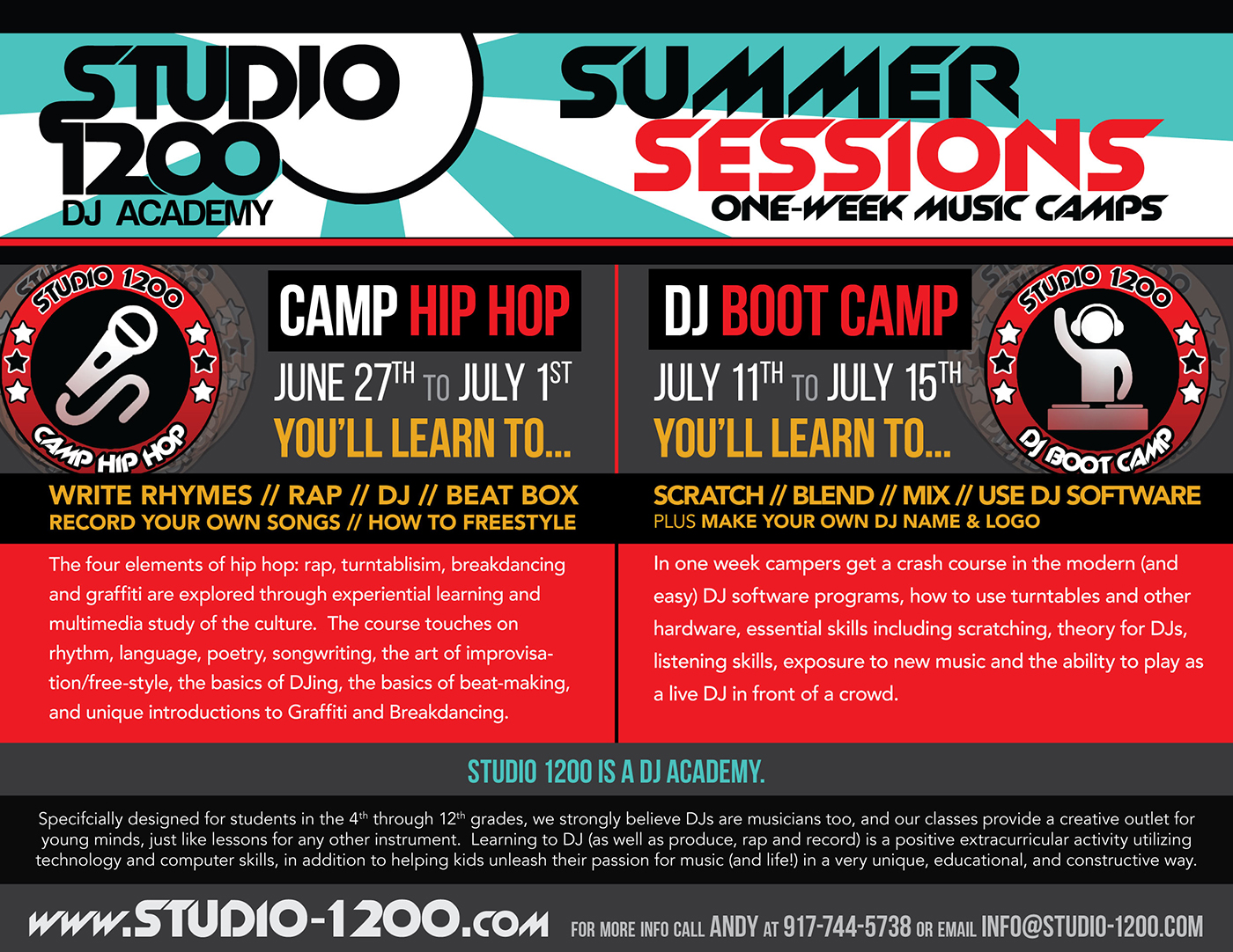 Summer Session Camps Studio 1200
